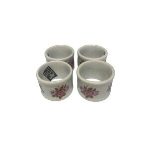 Set Of 4 Vintage Town & Country Floral Ceramic Napkin Rings
